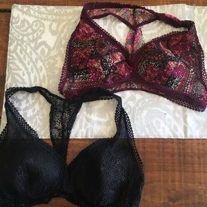Lot of 2 VS lace bralettes- size Large